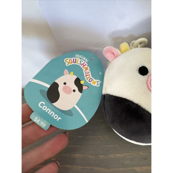 NWT Set of 2- Squishmallow Cow Clip CONNOR & Evangelica 3.5 Inch Soft Plush New - Picture 5 of 11